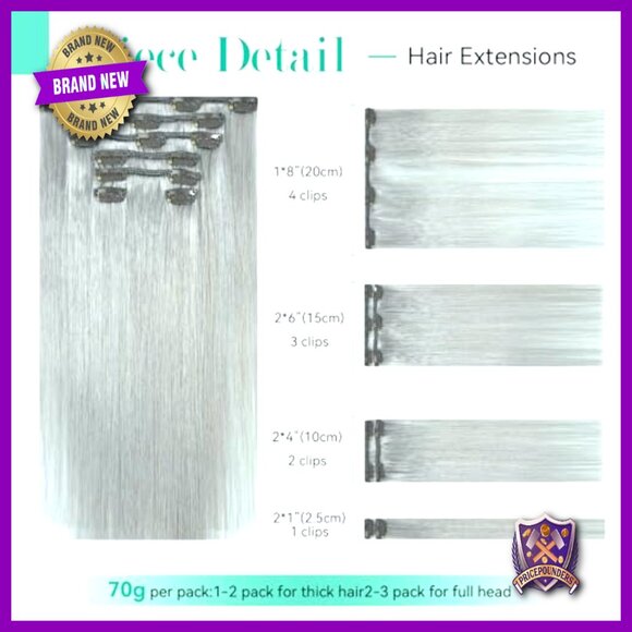 15 Inch Clip-In Human Hair Extensions, 7pcs 75g Silky Straight Remy main image 4